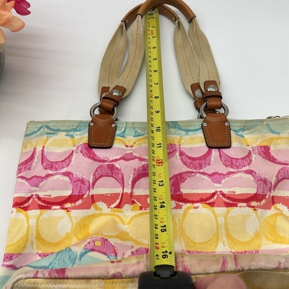 Coach Colorful Logo Lightweight Nylon Tote Bag CP6059 - Picture 7 of 16